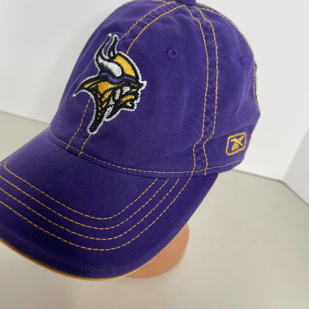NFL Reebok Minnesota Vikings Reebok Purple Yellow Stitch Hat Cap Authentic - Picture 4 of 12